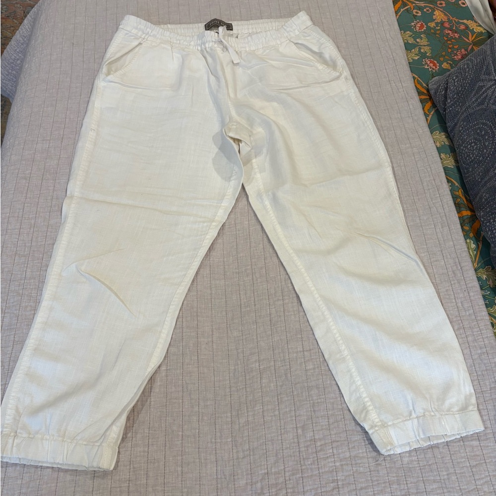 J. Crew Women's White Linen Pants